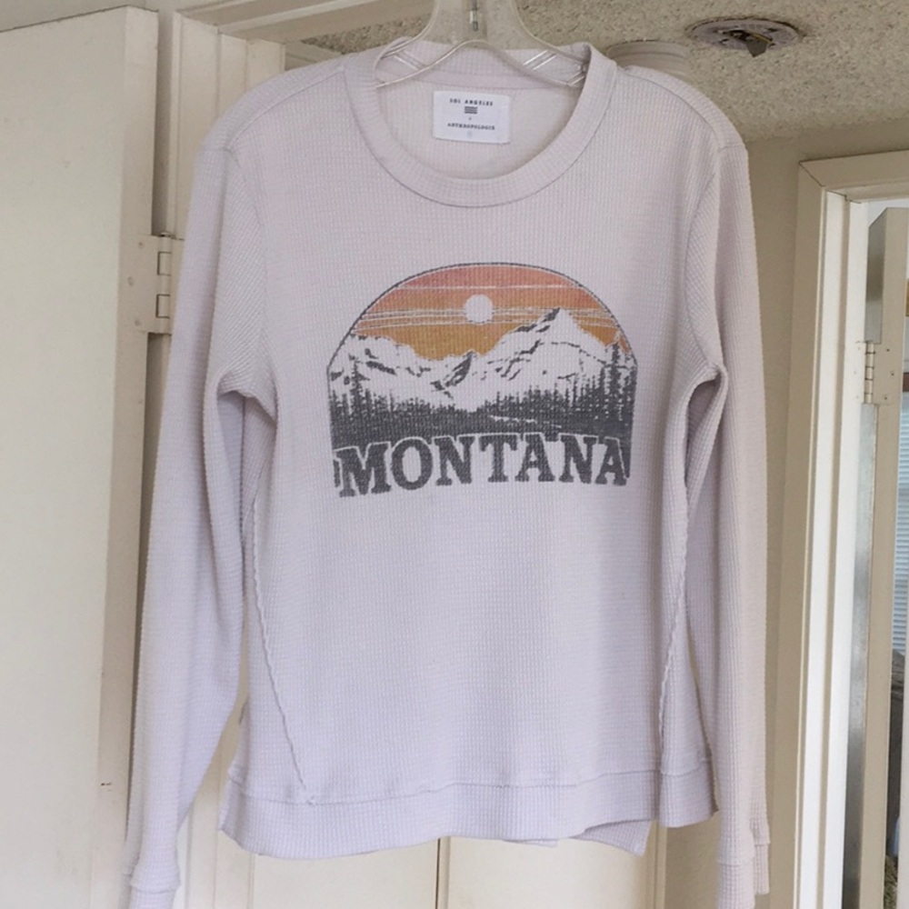 ANTHROPOLOGIE & SOL ANGELES/“MONTANA”CREAM WAFFLE TEE SHIRT